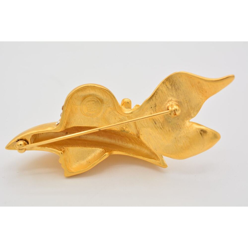 Givenchy Vintage Woman Pin Brooch Brushed Gold Profile Hat Chunky Signed Bin4 - Picture 10 of 12